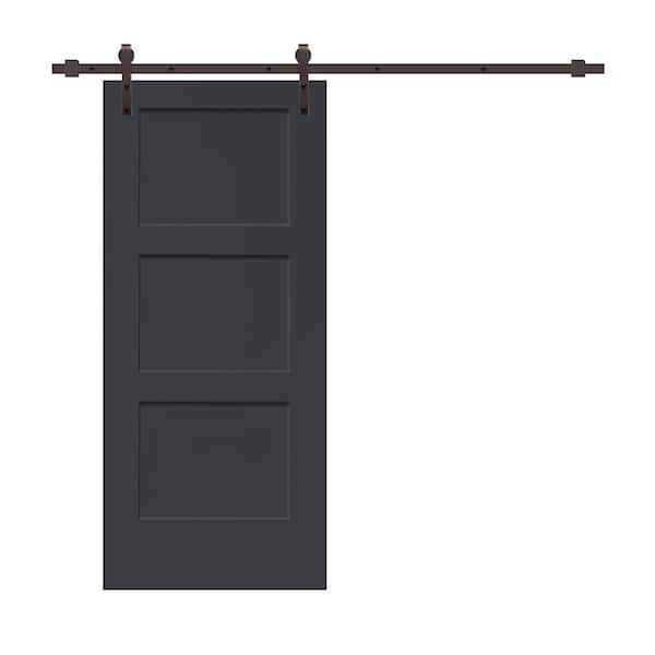 CALHOME 30 in. x 80 in. Charcoal Gray Stained Composite MDF 3-Panel ...