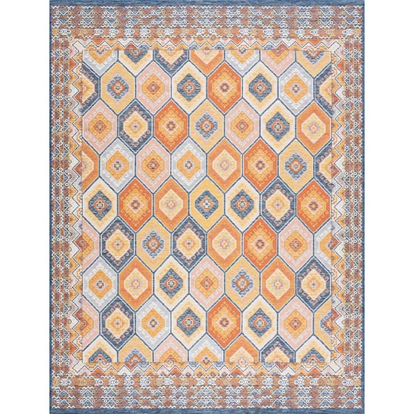 Flora Multi-Color 5 ft. x 7 ft. Geometric Indoor/Outdoor Area Rug