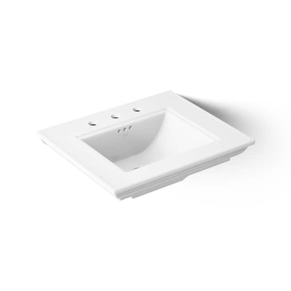 Memoirs 24.5 in. x 20.5 in. Console Sink in White Fireclay