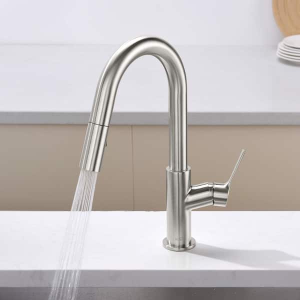 Fusion Single Handle Pull Down Kitchen & Bar Sink Faucet with Soap Dispenser-Brushed Nickel