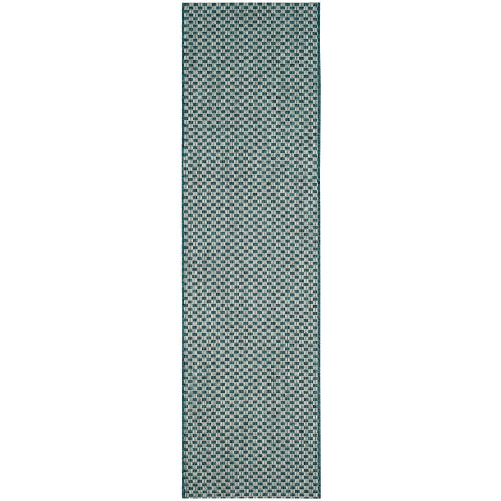 Courtyard Turquoise/Light Gray 2 ft. x 16 ft. Distressed Solid Color Indoor/Outdoor Runner Rug price history on PriceWatchPro
