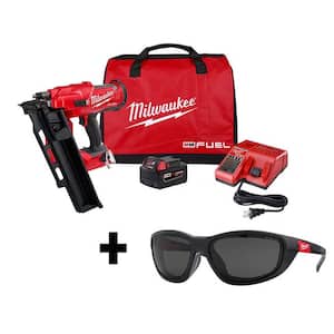 M18 FUEL 3-1/2 in. 18-Volt 21-Degree Lithium-Ion Brushless Framing Nailer Kit and Polarized Tinted Safety Glasses