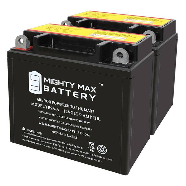 MIGHTY MAX BATTERY YB9A-A 12V 9AH 130 CCA Replacement Battery Compatible with LT-F160 QuadRunner TRX125 - 2 Pack