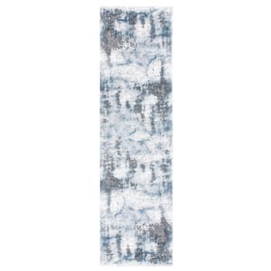 Craft Gray/Blue 2 ft. x 8 ft. Distressed Abstract Runner Rug