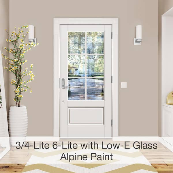 THERMA-TRU 36 in.x80 in. 1 Panel Right-Hand/Inswing 6 Lite Clear Alpine  Painted Fiberglass Prehung Front Door with 4-9/16 in. Frame S21044BMAP30R -  The Home Depot