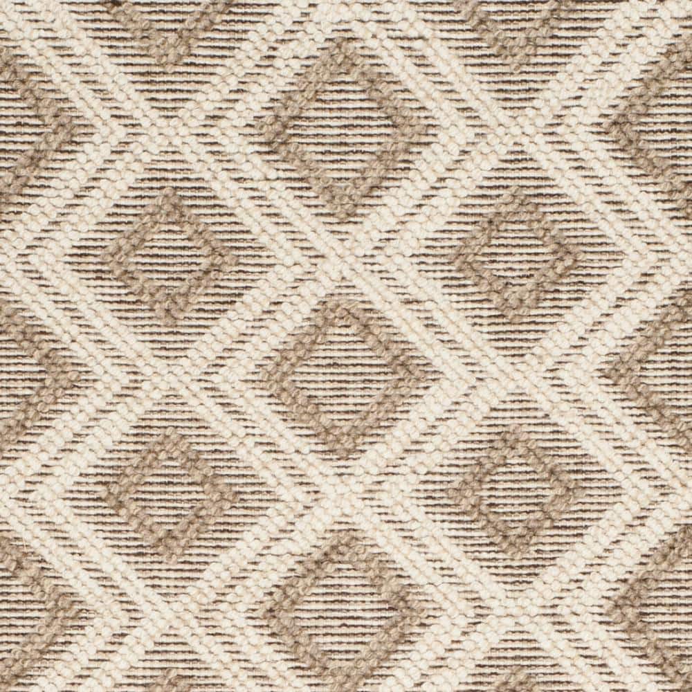 Beige and Ivory Handwoven Wool Rectangular Area Rug, 5' x 8'