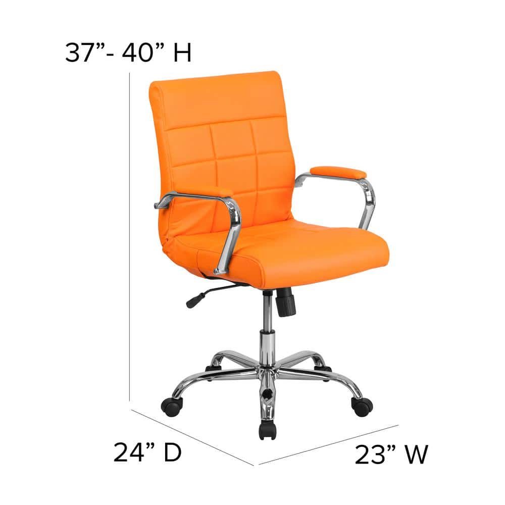 Vivian Mid-Back Orange Vinyl Executive Swivel Chair with Chrome Base