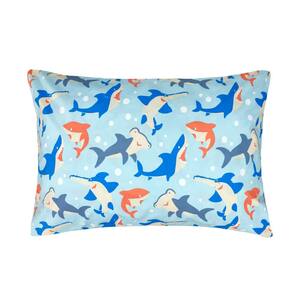 20 in. x 28 in. Blue Shark Tales Bed Pillow