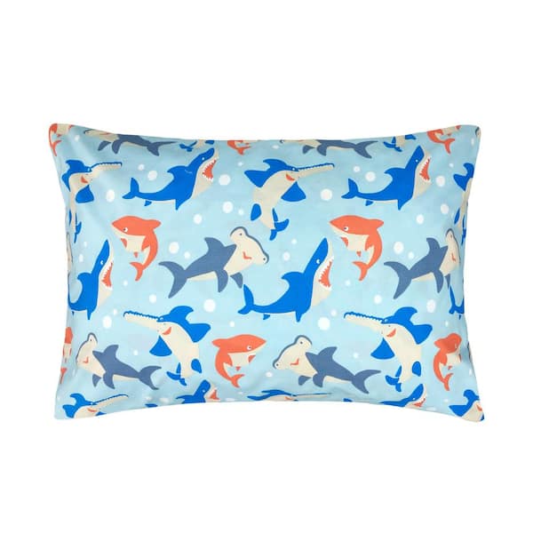 20 in. x 28 in. Blue Shark Tales Bed Pillow