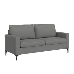 Alamay 75.5 Square Arm Polyester Casual Rectangle Sofa in Gray