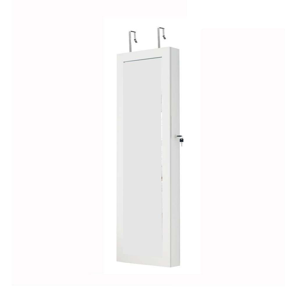 White 14.56 in. W x 47.25 in. H Rectangle Wall Mirror or Door Full Length M