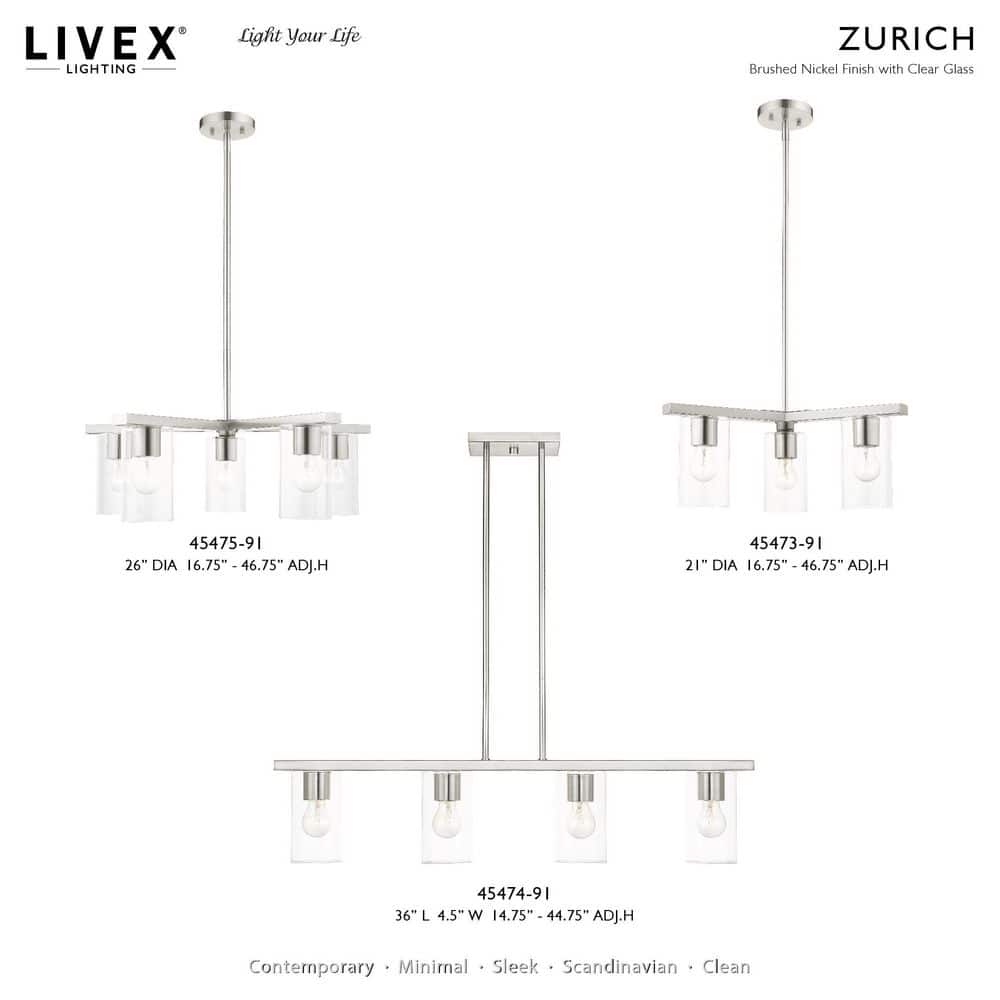 Zurich 26" Brushed Nickel and Crystal 5-Light Chandelier