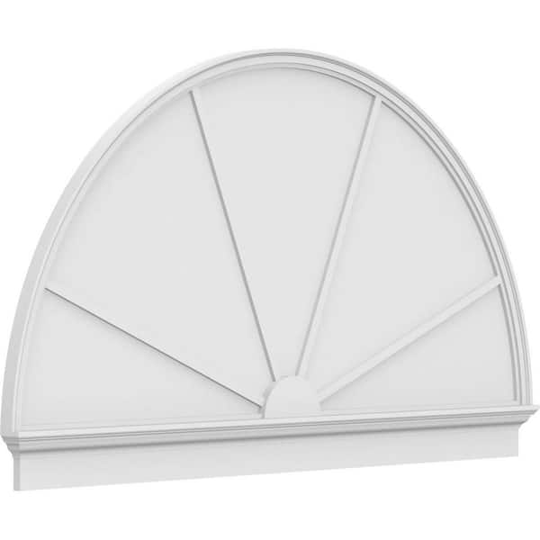 Ekena Millwork 2-3/4 in. x 78 in. x 45-3/4 in. Half Round 4-Spoke Architectural Grade PVC Combination Pediment Moulding