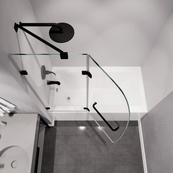 ANZZI Pacific 48 in. W x 58 in. H Pivot Frameless Bathtub Door in