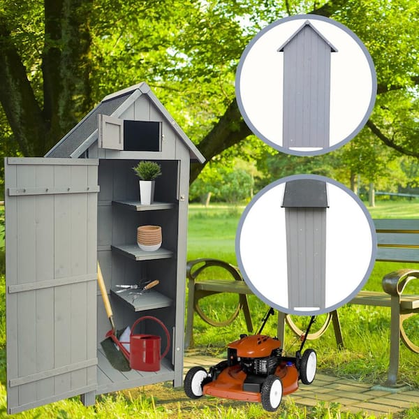 2 ft. W x 1.5 ft. D Gray Wood Shed with Lockable Door (3 sq. ft. )