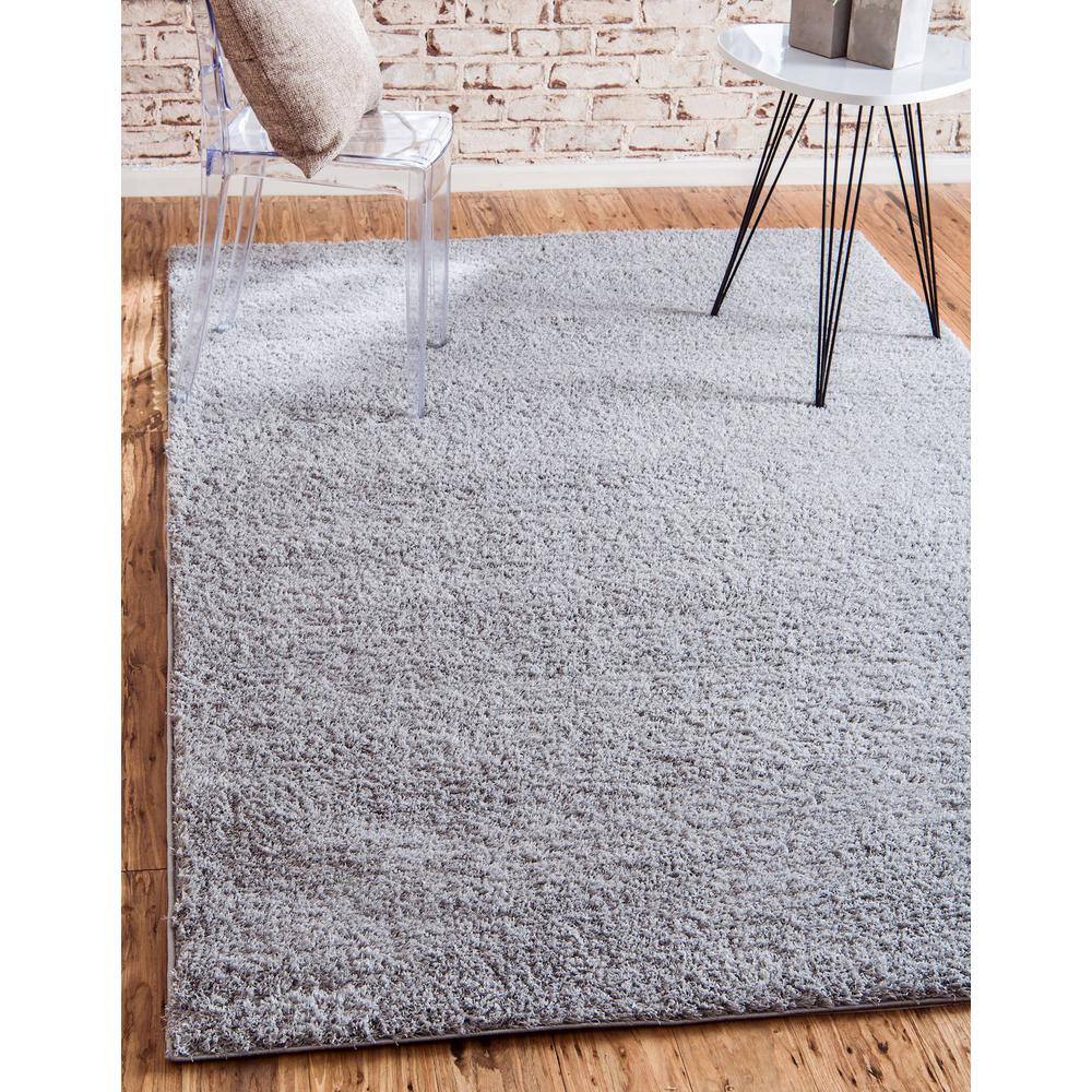 Serenity Soft Shag 4' x 6' Light Gray Rectangular Rug for Kids