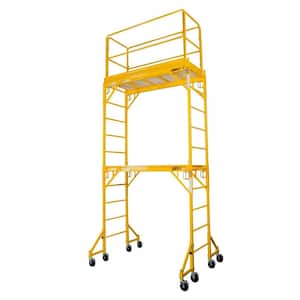 Rolling Scaffolding Tower, 2-Story Baker Scaffolding with Outriggers, Guard Rail, Scaffolding Platform, 836 lbs Capacity
