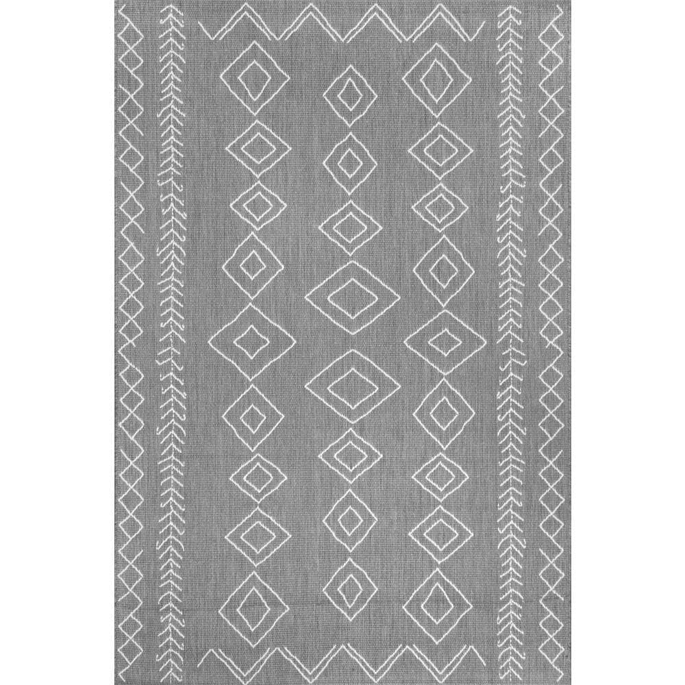 nuLOOM Serna Moroccan Diamonds Dark Brown 6 ft. x 9 ft. Indoor/Outdoor Patio Area Rug OWDN23C