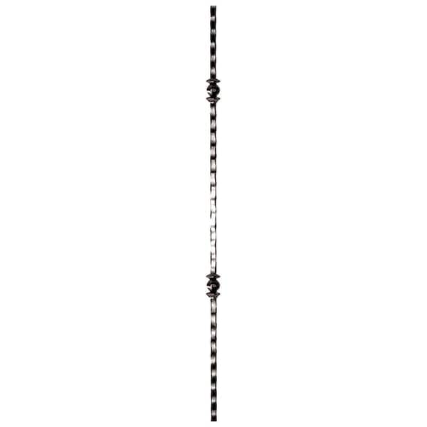 arteferro 44 in. x 9/16 in. Hammered with Dual Spheres Dark Champagne Powder Coated Wrought Iron Stair Baluster