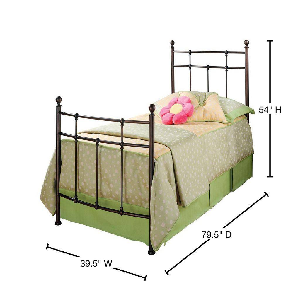 Antique Bronze Twin Metal Bed with Spindle Design