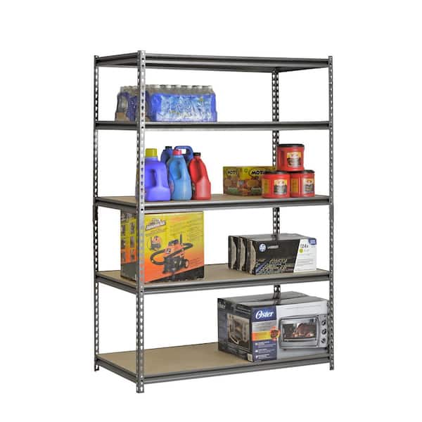 5-Tier Boltless Steel Garage Storage Shelving Unit in Silver Vein (48 in. W x 72 in. H x 24 in. D)