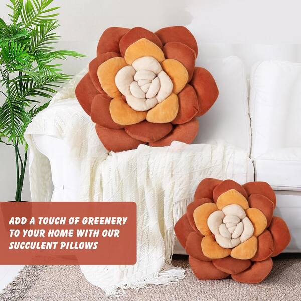 Angel Sar 17.8 in. x 17.8 in. Flower Succulent Throw Pillow, Soft Plush  Decorative Pillow for Bedroom (Multicolour-terracotta) IA30IA77 - The Home  Depot