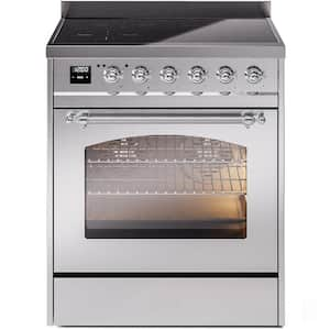 Nostalgie II 30 in. 4 Zone Freestanding Induction Range in Stainless Steel with Chrome