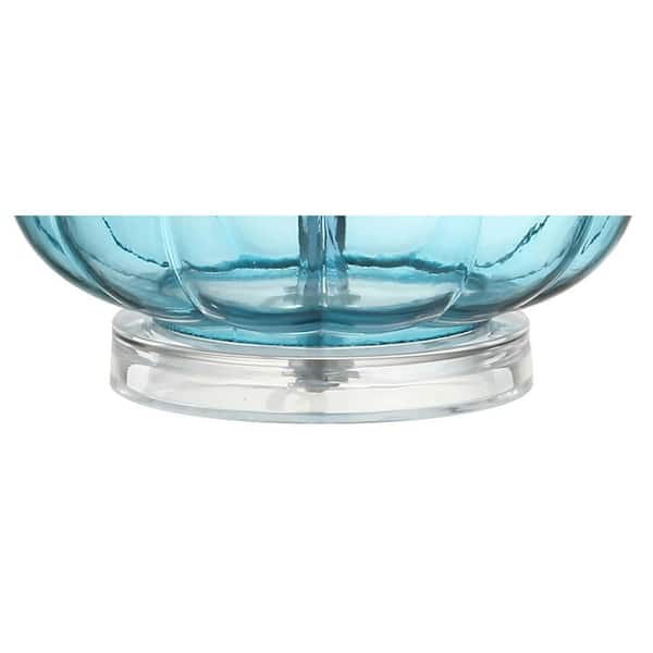 JONATHAN Y Set Of 2 Cecile Table Lamps - 25.5" Glass Teardrop LED Lamps Aqua