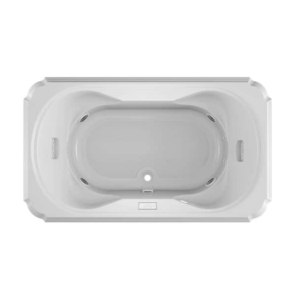 JACUZZI MARINEO Salon Spa 72 in. x 42 in. Rectangular Combination Bathtub with Center Drain in White
