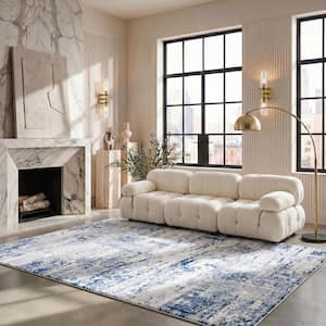 Amelia 8 ft. x 10 ft. Ivory/Navy Abstract Area Rug