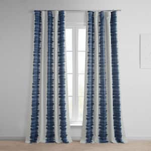 Flambe Blue Striped Room Darkening Curtain - 50 in. W x 120 in. L Rod Pocket with Back Tab Single Curtain Panel
