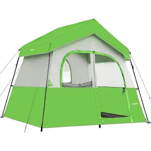 10 ft. x 8 ft. 5 Person Camping Tent - Portable Easy Set Up Family Tent for Camp, Windproof Fabric Cabin Tent in Green