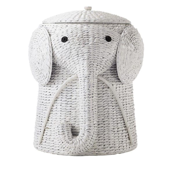 Home Decorators Collection - Elephant White Woven Basket with Lid (16" W)
