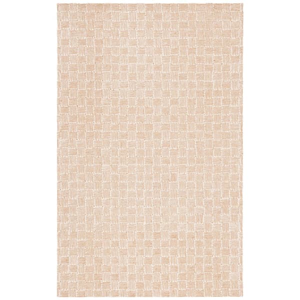 Micro-Loop 5 ft. x 8 ft. Light Gold/Ivory Geometric Area Rug