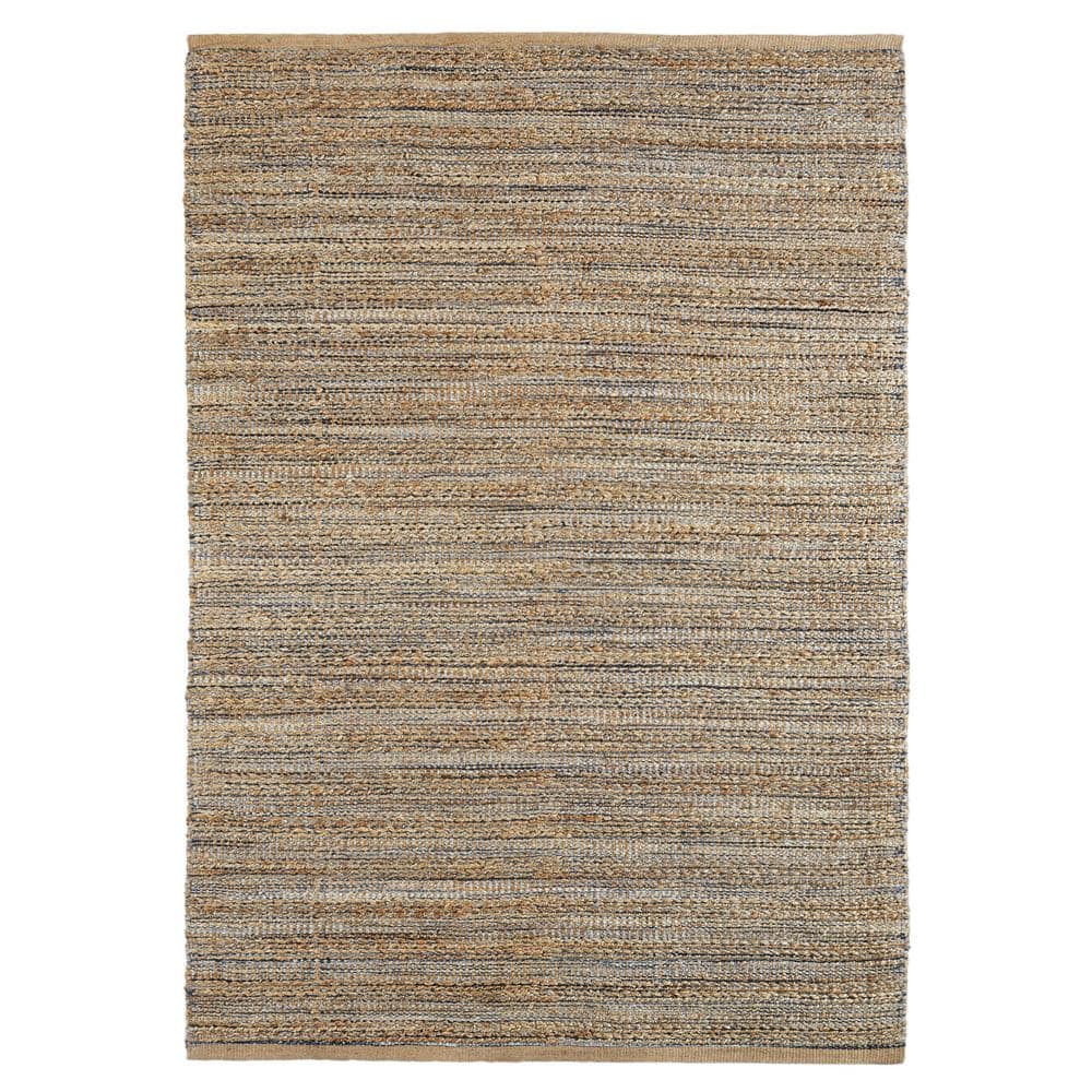 Transitional Navy 7 ft. 9 in. x 9 ft. 9 in. Striped Jute Blend Area Rug