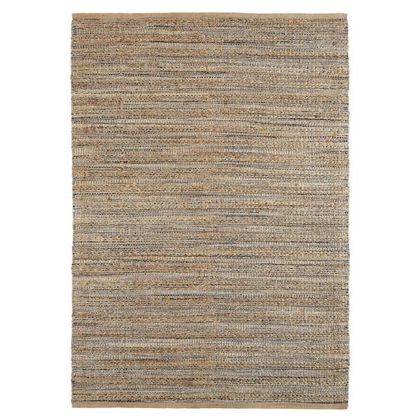 Unbranded Transitional Navy 7 ft. 9 in. x 9 ft. 9 in. Striped Jute Blend Area Rug