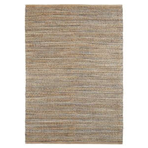 Transitional Navy 7 ft. 9 in. x 9 ft. 9 in. LR03302 Striped Jute Blend Area Rug