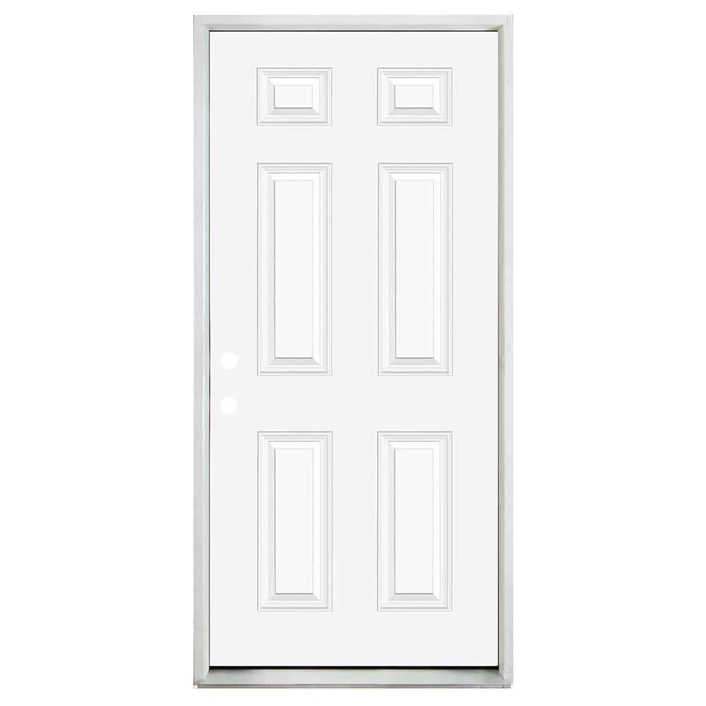 Builders Choice 36 in. x 80 in. 6Panel Smooth Right Hand Inswing