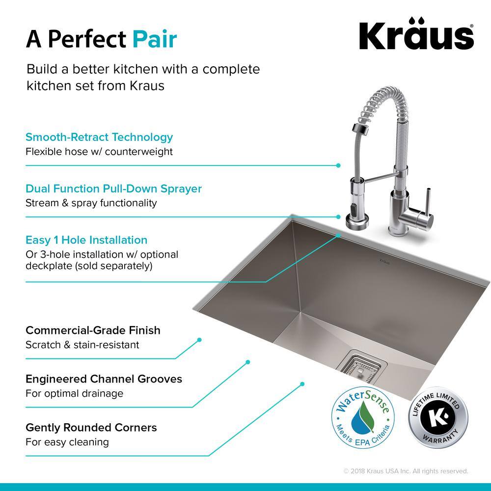 24" Matte Black Stainless Steel Undermount Kitchen Sink with Faucet