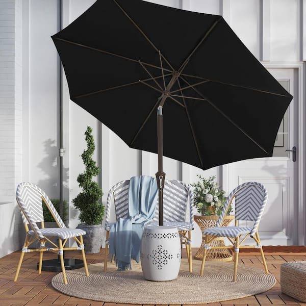 JEAREY 9 ft. Outdoor Market Patio Umbrella with Hand Crank Lift in Black