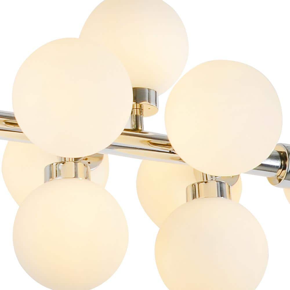 Bethel 35.4" Chrome Sputnik Chandelier with White Glass Globe Shades