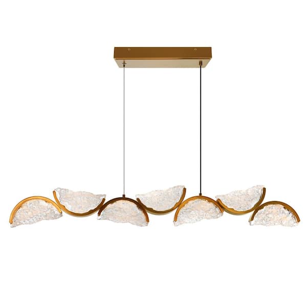 Moon 7 Light Integrated LED Brass Chandelier