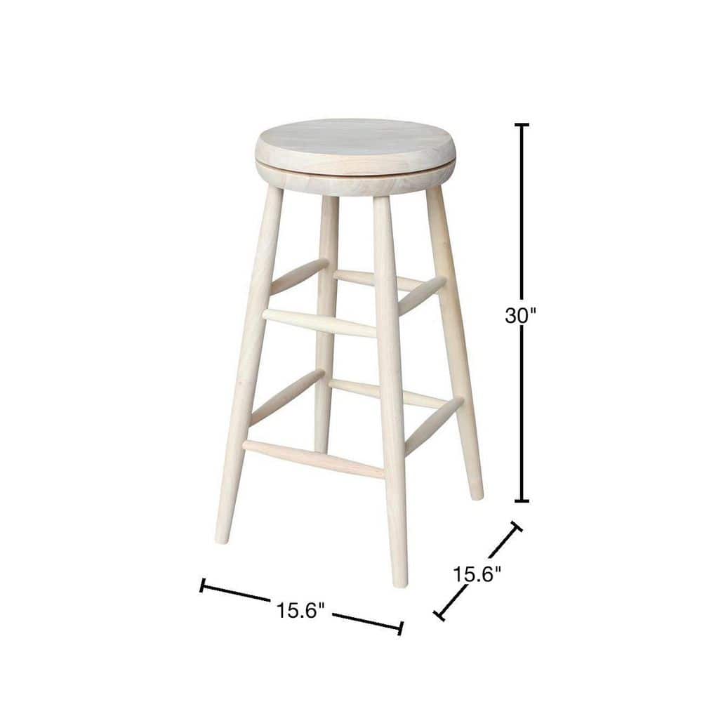 Classic 31" Swivel Scooped Seat Barstool in Unfinished Wood