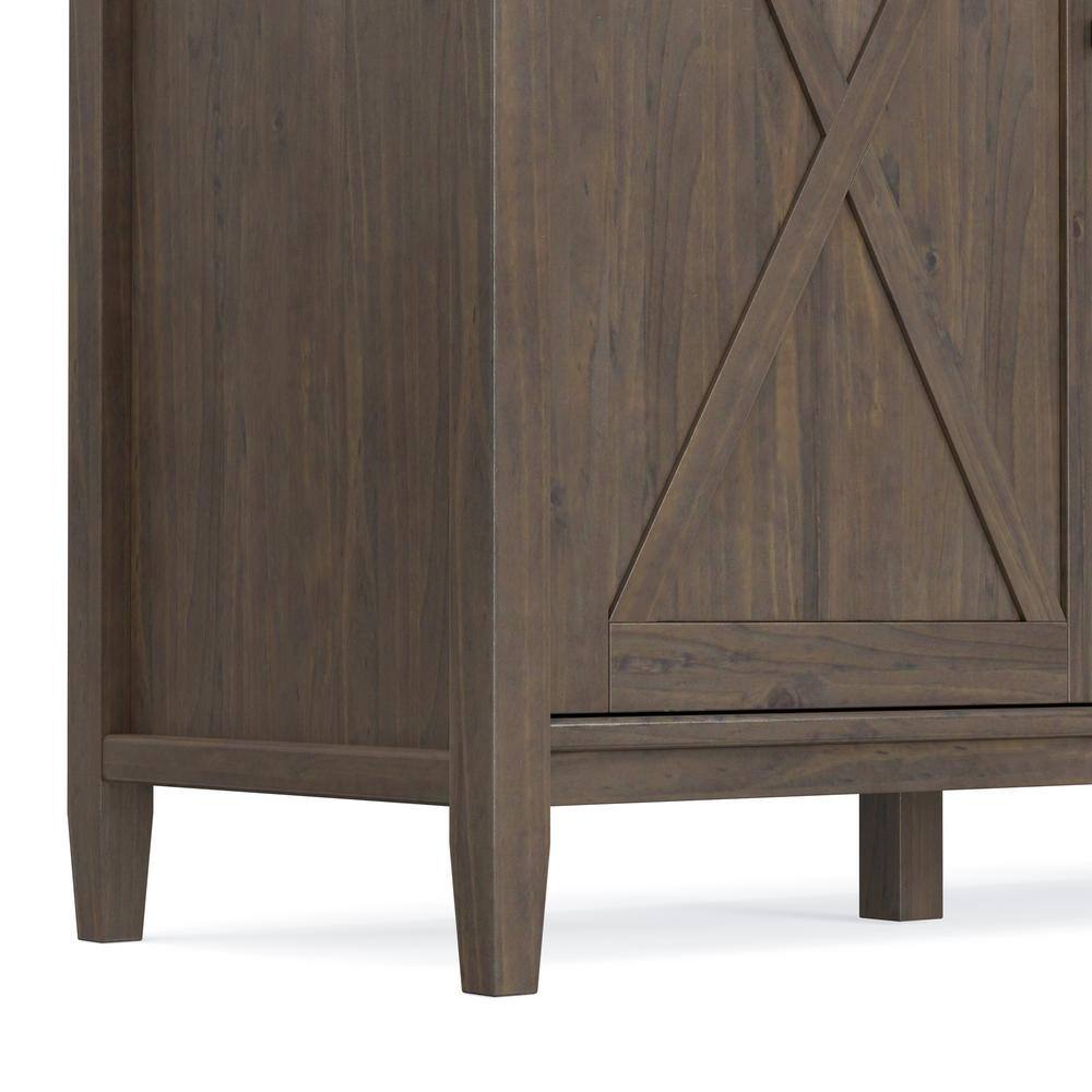 Ela 60" Smoky Brown Solid Wood Storage Cabinet with Adjustable Shelves