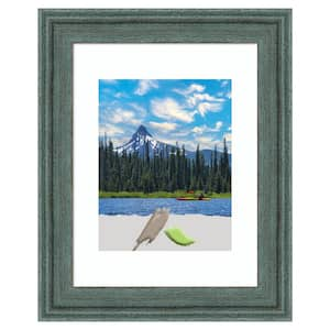 11 in. x 14 in. (Matted to 8 in. x 10 in.) Upcycled Teal Grey Wood Picture Frame Opening Size