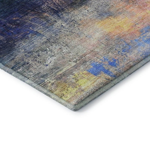 Mayfield Premium Machine Washable Abstract AMF2016 Blue 2 ft. x 3 ft. Accent Rug