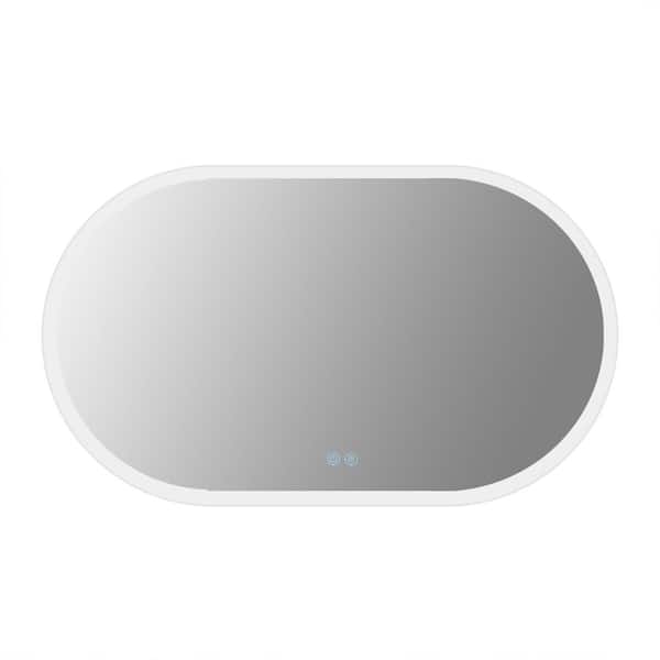 Unbranded 40 in. W x 28 in. H Oval Frameless Wall Mount Bathroom Vanity Mirror with Lights Anti-Fog Touch Control