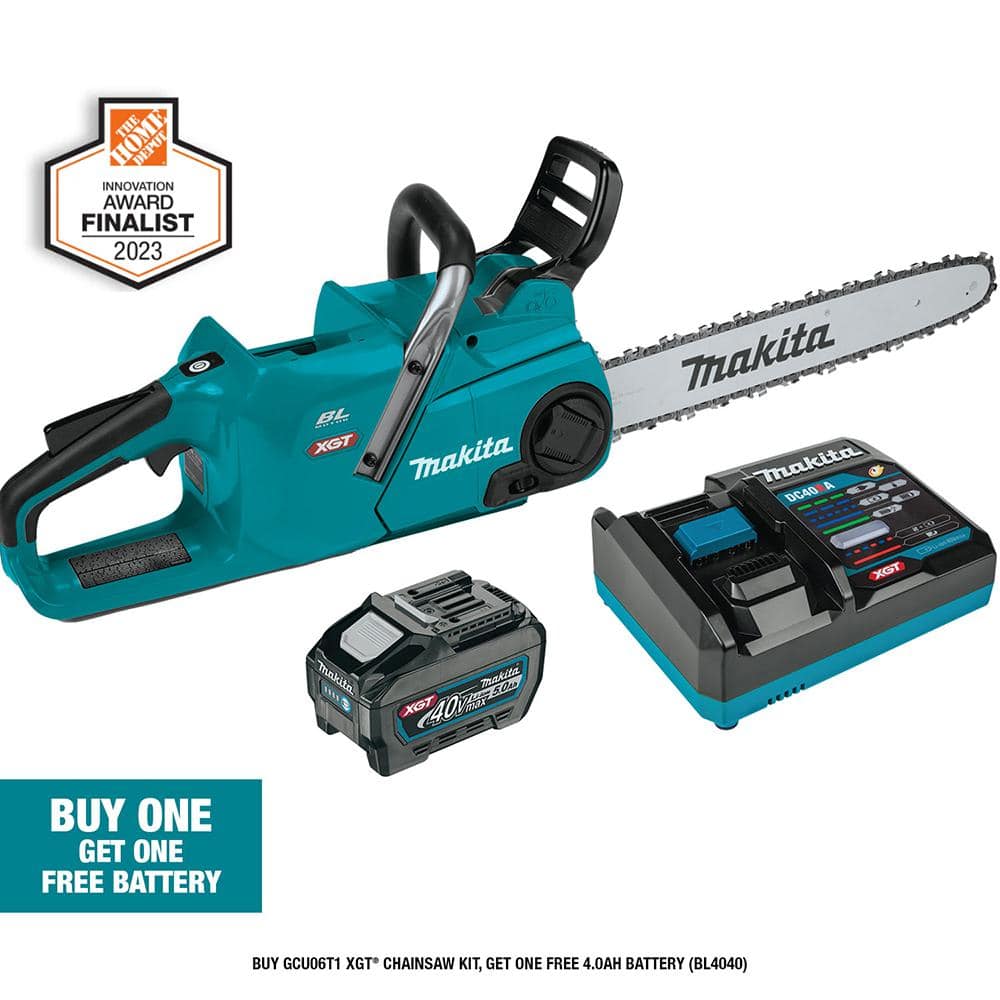 Makita XGT 18 in. 40V max Brushless Electric Cordless Battery Chainsaw Kit (5.0Ah) -  GCU06T1