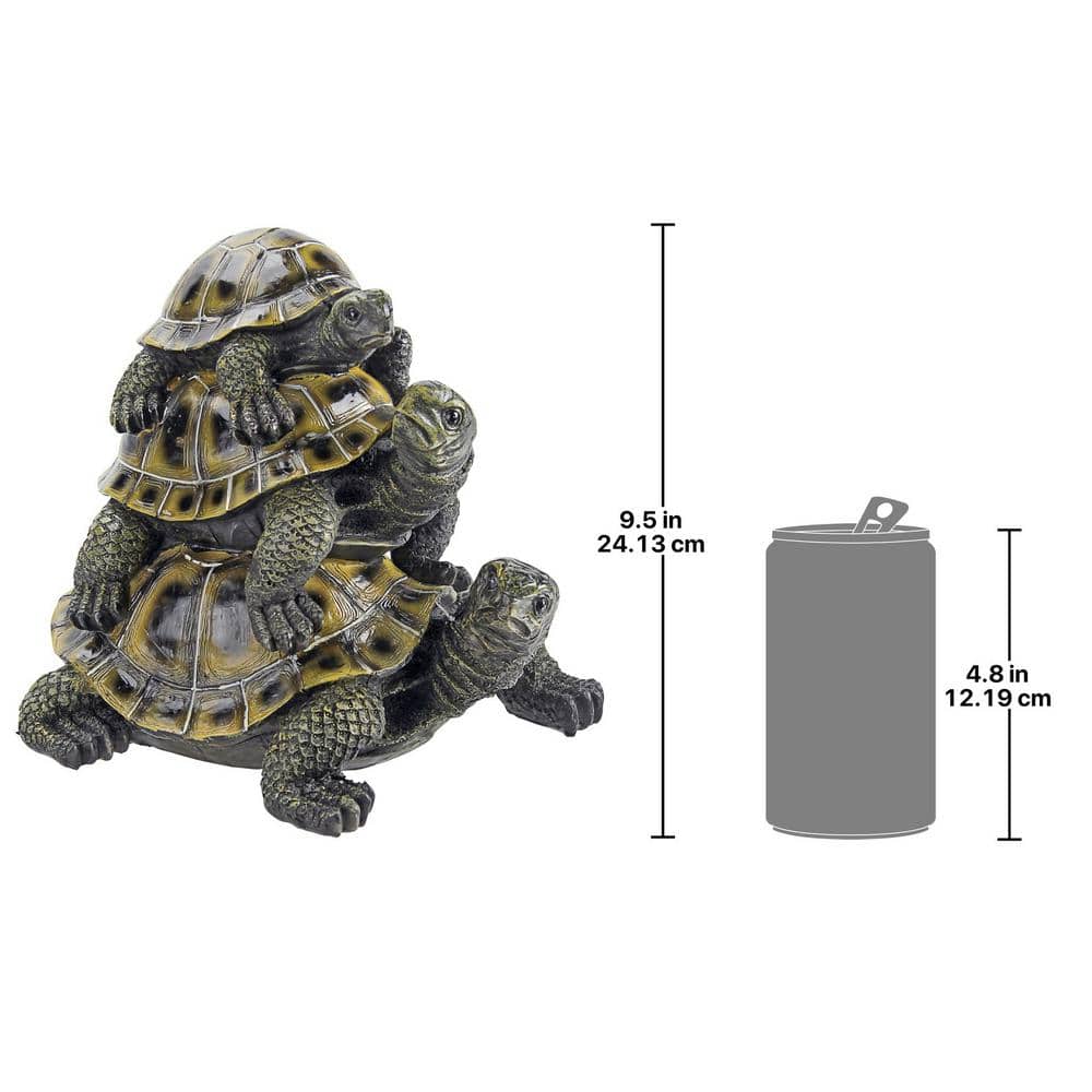 Medium Hand-Painted Resin Stacked Turtle Garden Statue