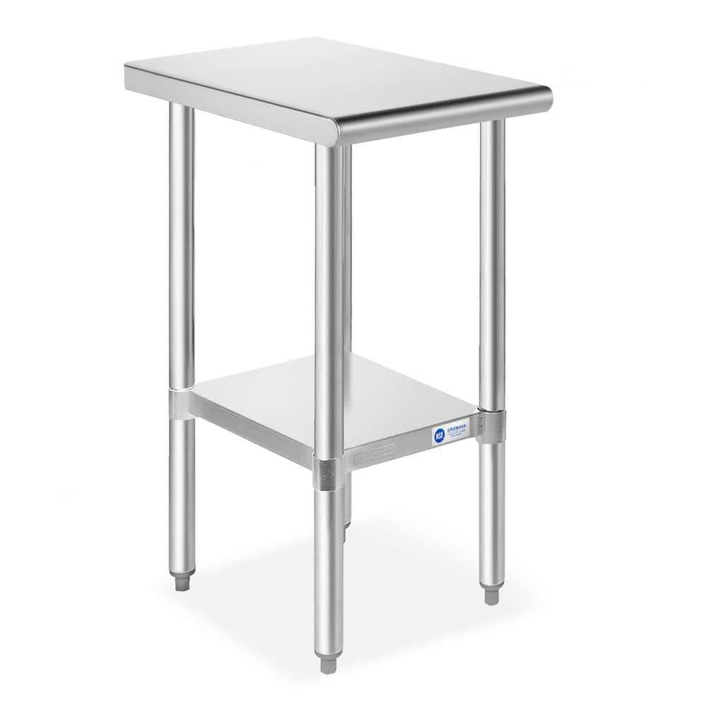GRIDMANN 34.5" Stainless Steel Commercial Prep Table with Undershelf